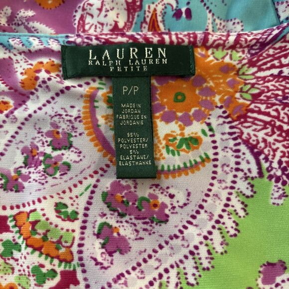 RALPH LAUREN Hawaiian Dress P/P Fit Flare  Paisley Jersey Summer  Stretch - Picture 12 of 12